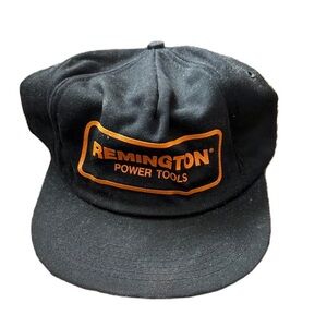 Remington Power Tools Black and Orange Hat SnapBack 90s Trucker